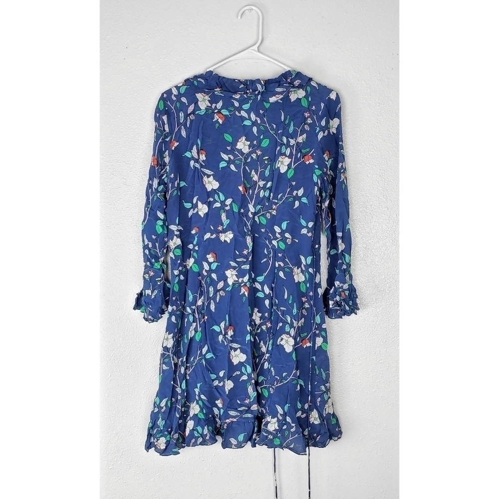 Paloma Blue Fiesta Wrap Silk Long Sleeve Mini Dress L - Picture 4 of 7